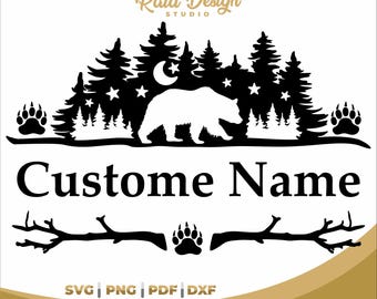 Forest Themed Bear Monogram, instant download