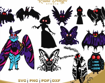 Mothman Vol. 3, svg of mothman legend, cryptids creature designs, creature with wings, mothman bundle svg, mothman girl designs