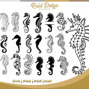 Seahorse collection for art deco, vinyl cut animals, seahorse in svg, seahorse monogram, mandala seahorse, floral seahorse