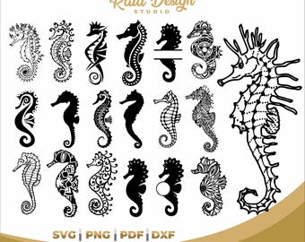 Seahorse collection for art deco, vinyl cut animals, seahorse in svg, seahorse monogram, mandala seahorse, floral seahorse