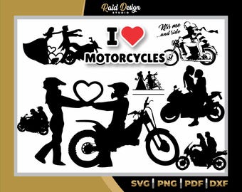 Biker couple, biker wedding, biker couple silhouette, biker designs bundle, funny biker couple silhouette, biker woman, bikers png