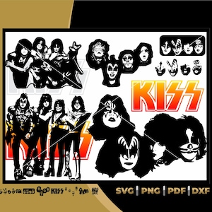 Rock band designs, Rock stars logo, Rock singer, kiss rock band silhouette, kiss svg, kiss designs, kiss logo, kiss clipart, kiss for svg