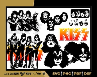 Rock band designs, Rock stars logo, Rock singer, kiss rock band silhouette, kiss svg, kiss designs, kiss logo, kiss clipart, kiss for svg