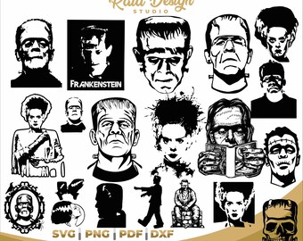 Classic Frankenstein designs for Halloween, digital files
