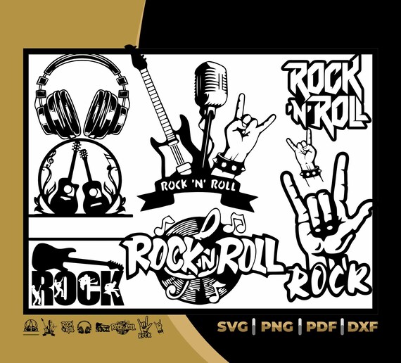 Rock Music Design for T-shirts, Line Art for Rock Music Laser