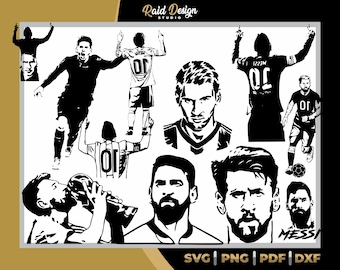 Soccer player silhouette, messi bundle designs, messi face clipart, best play svg, messi celebrating, messi png, messi silhouette