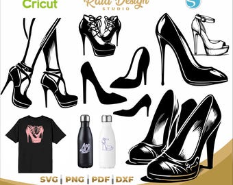 Needle heel, woman shoes, stiletto silhouette clipart, woman shoes svg, bundle girls shoes