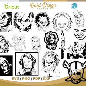 Best collection of chucky in silhouette, chucky face for commercial use, svg of chucky in svg format, clipart for haloween
