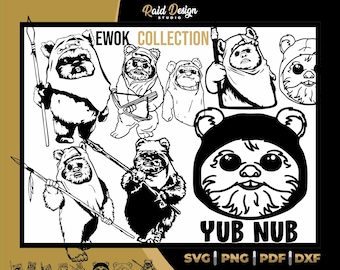 Ewoker silhuettsamling, ewok svg, ewok linjeteckningar, ewok filmkaraktärsdesign, gammal filmkaraktär, ewok design för t-shirt, Bundle svg