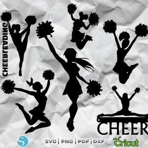 Pakiet sylwetki cheerleaderki, projekty scen cheerleaderek, cheerleader Cricut, sylwetka cheerleaderek clipart, Instant Download, SVG