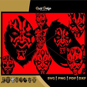 Darth Maul&#39;s face in silhouette, Darth Maul for sticker, Darth Maul for sublimation, Darth Maul for printing on t-shirt, Darth Maul design