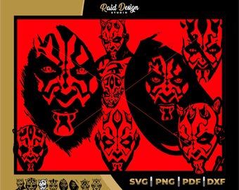 Darth Maul's face in silhouette, Darth Maul for sticker, Darth Maul for sublimation, Darth Maul for printing on t-shirt, Darth Maul design