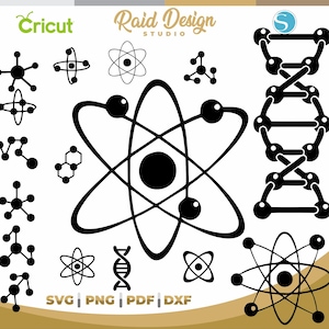 Molecule silhouette SVG, silhouette of molecule, dxf files, instant download