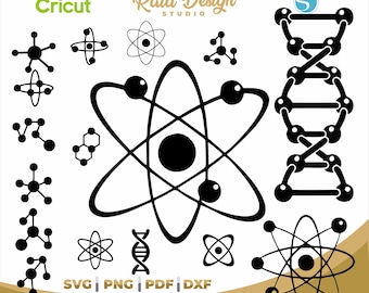 Molecule silhouette SVG, silhouette of molecule, dxf files, instant download
