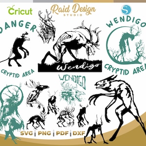 Wendigo , svg, png, dxf, pdf, cryptids svg, cryptid silhouette designs, cryptids creatures, strange forest creature, instant download