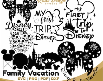 Family trip to the theme park, graphic design to print on t-shirt, vector files for Cricut machine, custom images to print and cut