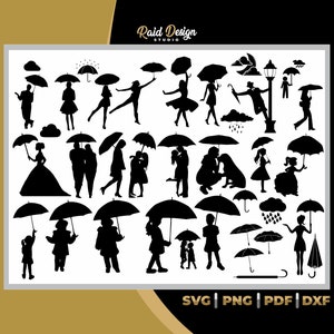 Regenschirm Regen Silhouette Svg, Dxf, Png, Pdf