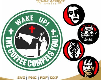 Funny horror movie design for coffee tumbler, svg, png, dxf, digital file