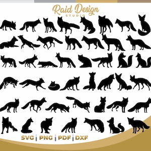 Ensemble de silhouettes de renard, svg de renard lineart, silhouette de renard en mouvement, ensemble de silhouettes de renard en mouvement, silhouette de renard lineart, ombre de renard
