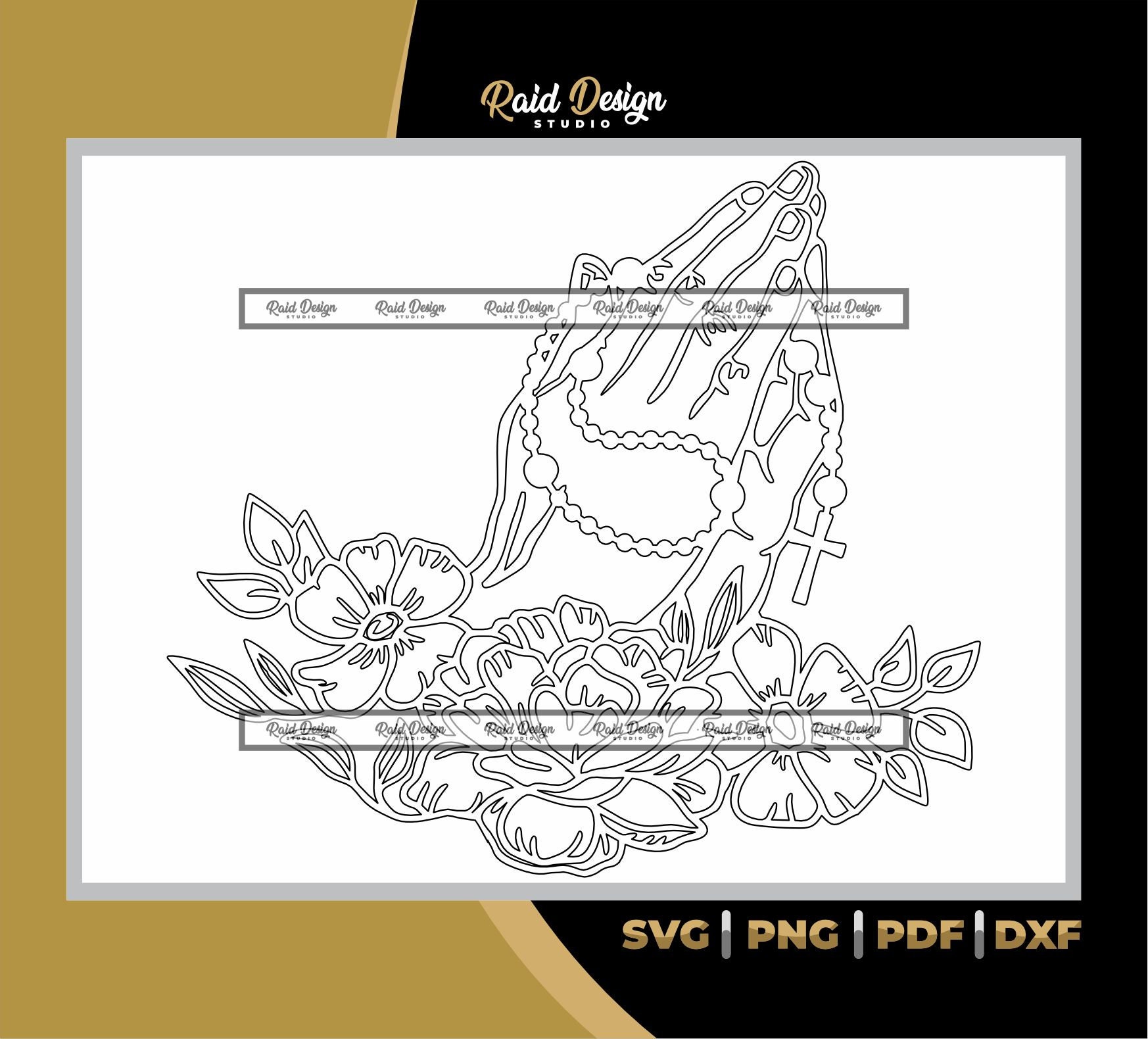 Pyaying Hand Cd R Dxf File Hands Praying Floral Svg, Png, Dxf, Pdf, Ai - Etsy