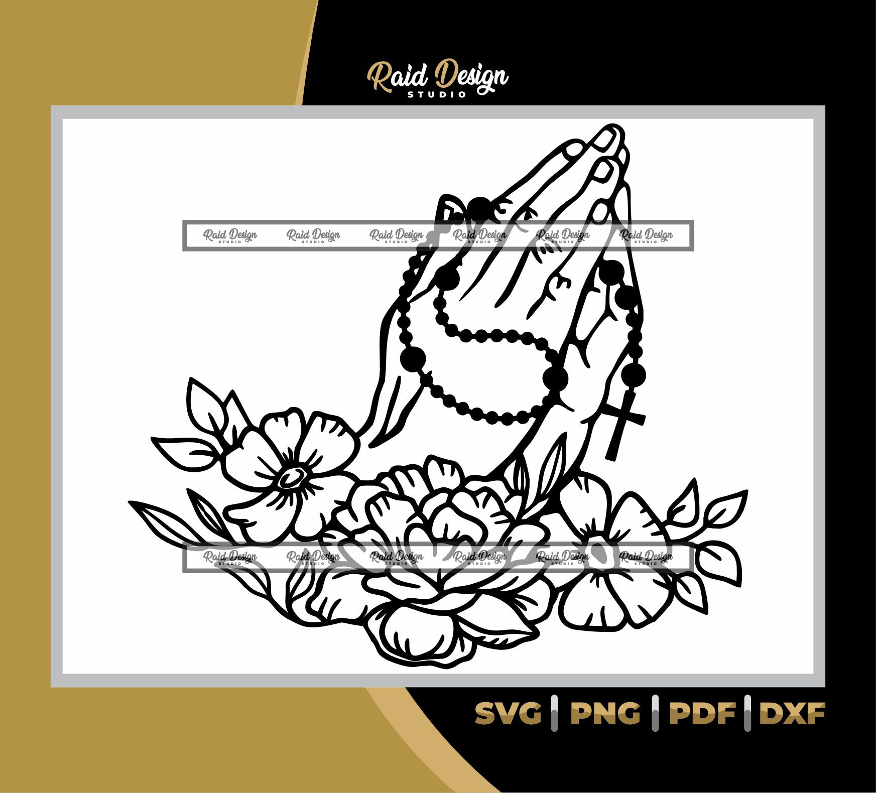 Pyaying Hand Cd R Dxf File Hands Praying Floral Svg, Png, Dxf, Pdf, Ai - Etsy