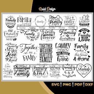 Ensemble de citations familiales, la famille est primordiale, joli design pour la famille, design pour la famille, design familial pour Cricut, citations pour la famille