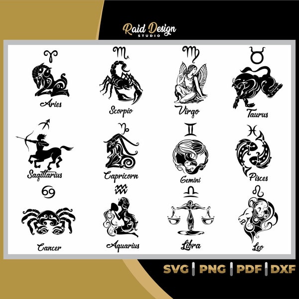 Conceptions du zodiaque Svg, Dxf, Png, Pdf