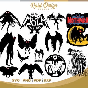 Mothman Vol. 1, the legend of mothman, first mothman collection, svg mothman designs, cryptids creatures, silhouette of cryptids