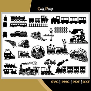 Train Silhouette Bundle, dxf, svg, png, pdf