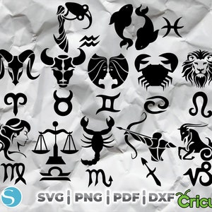 Zodiac signs for printing, social symbols for cutting, zodiac bundle clipart, tarot designs svg, png zodiac transparent, instant download