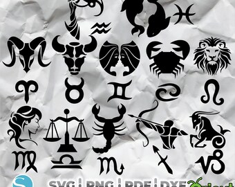 Zodiac signs for printing, social symbols for cutting, zodiac bundle clipart, tarot designs svg, png zodiac transparent, instant download