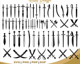 Sword bundle svg, medieval svg, png sword designs, sword clipart for cricut, medieval party deco, sword of pirate, vintage sword clipart