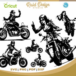 Biker girl, silhouette motorcycle designs, motorcycle woman, fun biker woman designs, bundle silhouette biker girl