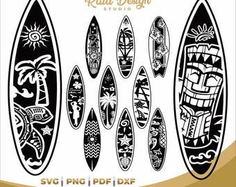 Surfboard with Hawaii design, instant download