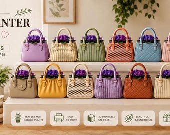 Handbag Planter STL Files | 16 Purse-Shaped Designs for 3D Printing