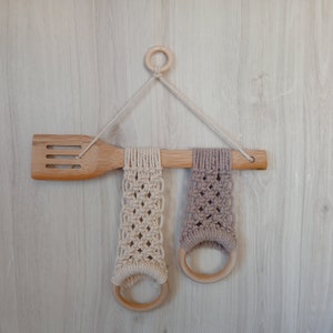 Ensemble Porte-serviettes à vaisselle avec fourchette et anneaux en bois 2 dessous de verre image 2