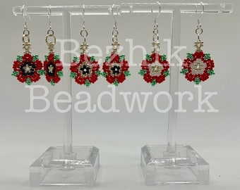 Indigenous Made Beaded Flower Earrings: Miyuki Seed Beads