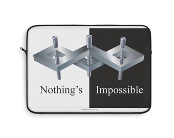 Surreal Optical Illusion "Nothings Impossible" - Laptop Sleeve gift for lovers of technology mind bending 3D images M.C. Escher inspired