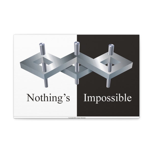 M.C. Escher inspired art on Canvas - "Nothings Impossible" Give them mind bending gifts that stretch their reality with 3D optical illusions