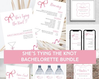 She's Tying the Knot | Bachelorette Party Invitation Bundle | Editable Invitation | Bachelorette Weekend | Bride-to-be