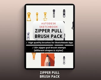 Zipper Pull Brush Set | Autodesk Sketchbook Fashion Brushes for Tech Packs & Illustrations