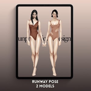 Modelli di figure di moda da passerella: Procreate Model Croquis (download digitale)