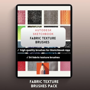 24 pinceles de textura de tela para diseño de moda digital - Paquete de herramientas e ilustración de Autodesk Sketchbook