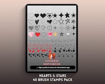 Heart and Star Stamp Brushes for Autodesk Sketchbook (Digital Download)