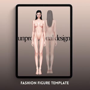 Fashion Croquis Template: Procreate Model, Front & Back Poses (Digital Download, A4/PNG/JPG Files)