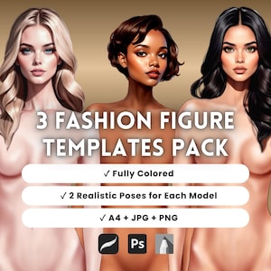 Fashion Figure Croqui Template Pack: Realistic Model Poses (Digital Download)