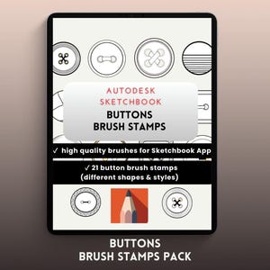 21 Button Brush Stamps for Digital Fashion Design - Autodesk Sketchbook Tools & Illustration Pack