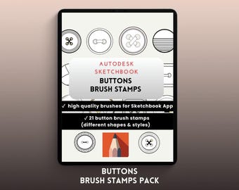 21 Button Brush Stamps for Digital Fashion Design - Autodesk Sketchbook Tools & Illustration Pack