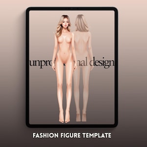 Fashion Croquis Template Set: Procreate Model, Front & Back Poses (Digital Download)