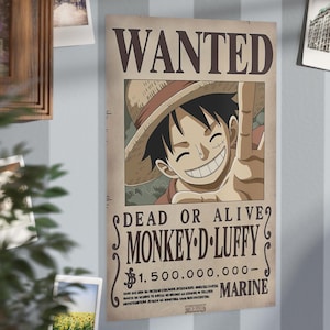 Luffy Wanted Poster, One Piece Poster, Monkey D Luffy, Straw Hat Pirates, Bounty Poster, Anime Fans